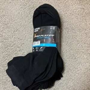 Brand New Pro Player Men's Black Performance Socks 12 Pairs